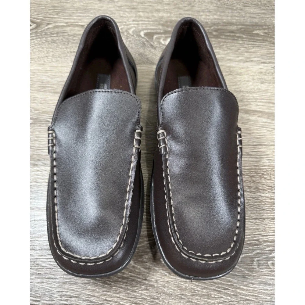 Kenneth Cole Reaction Leather Shoe Loafers Dark Brown Mens Size 6M Preppy Office